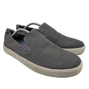 Olukai Lae'Ahi Mens 11.5 Pavement Grey Mesh Slip On Casual Loafer Sneakers
